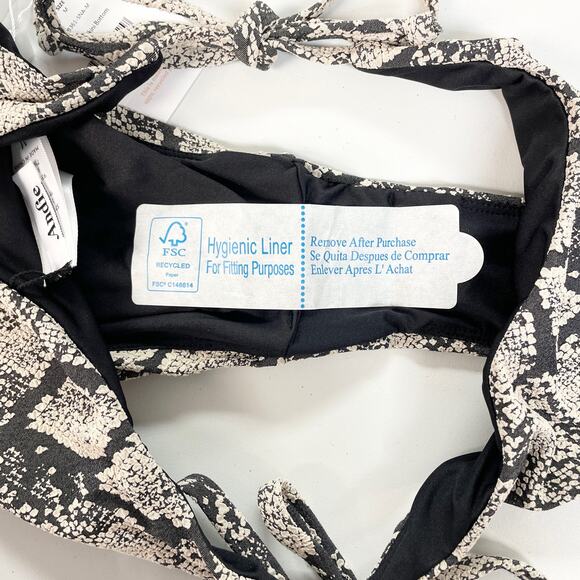 Andie String Bikini Bottom Womens Medium Snakeskin Animal Print Black Tan Sexy - Picture 7 of 7